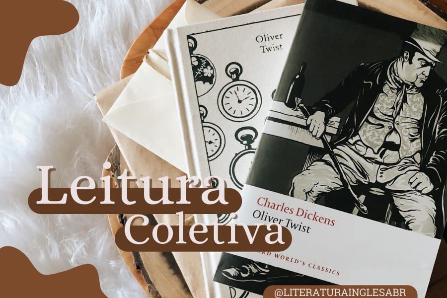 Foto de duas edições de Oliver Twist com os dizeres "Leitura Coletiva" sobrepostos.